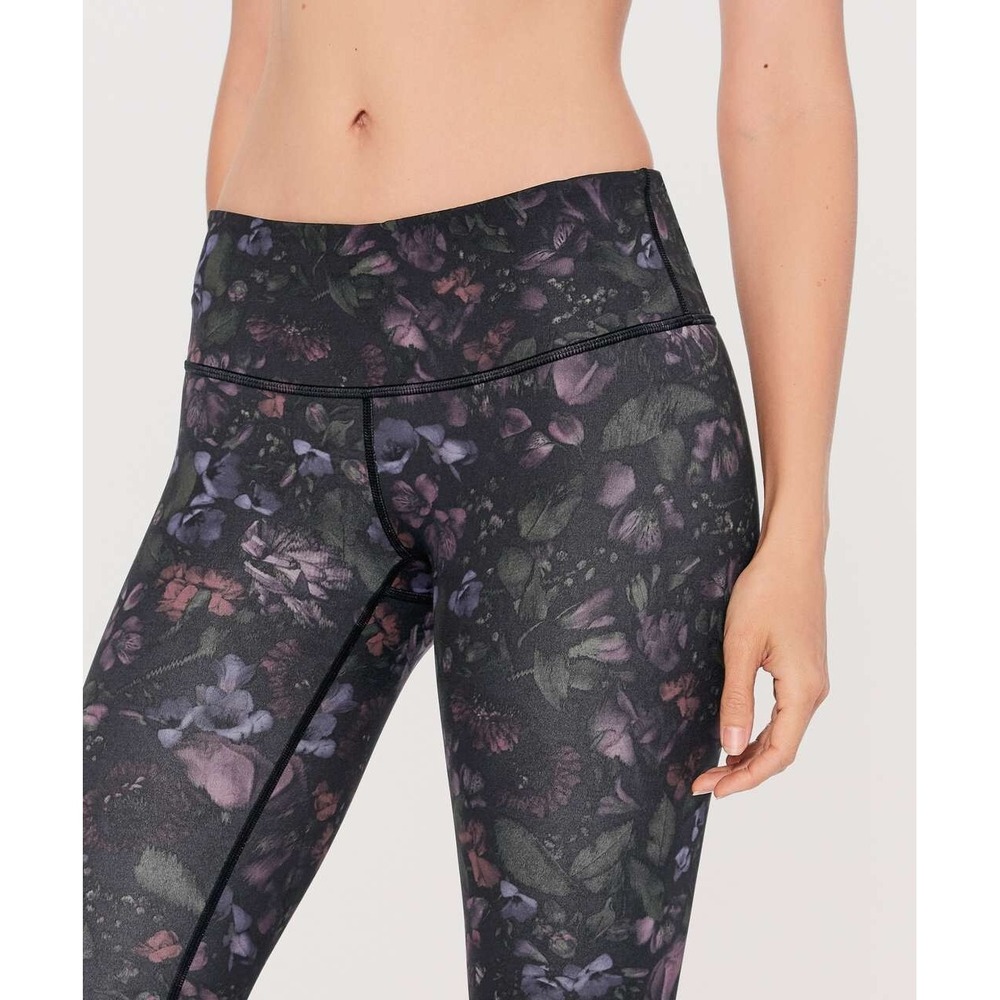 Lululemon Frozen Flourish Multi Wunder Under Crop Legging Dark Floral Print Sz 8